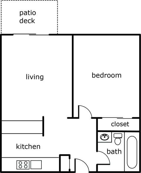 Gardenbrook 1 Bed 1 Bath 480-530 SF